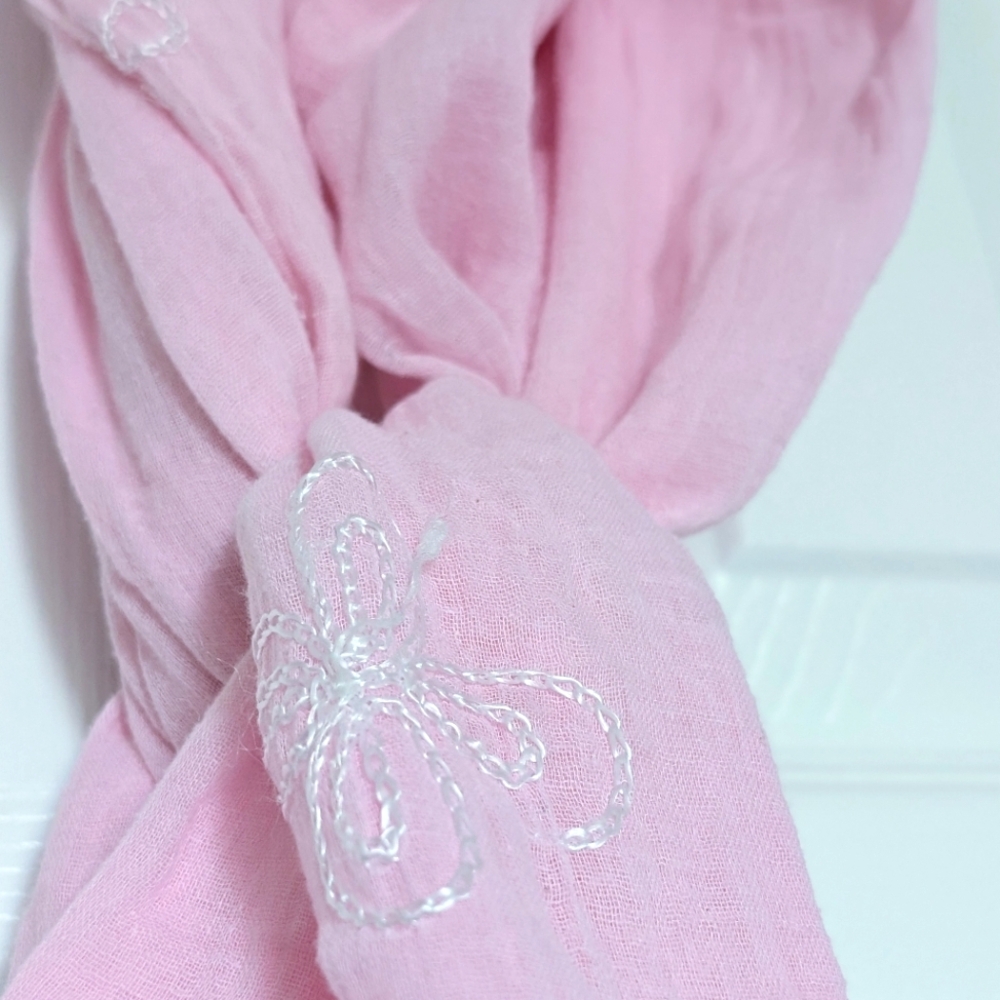 Pink Bohemian Romance, Cotton Scarf. 37.5" W x 69" L